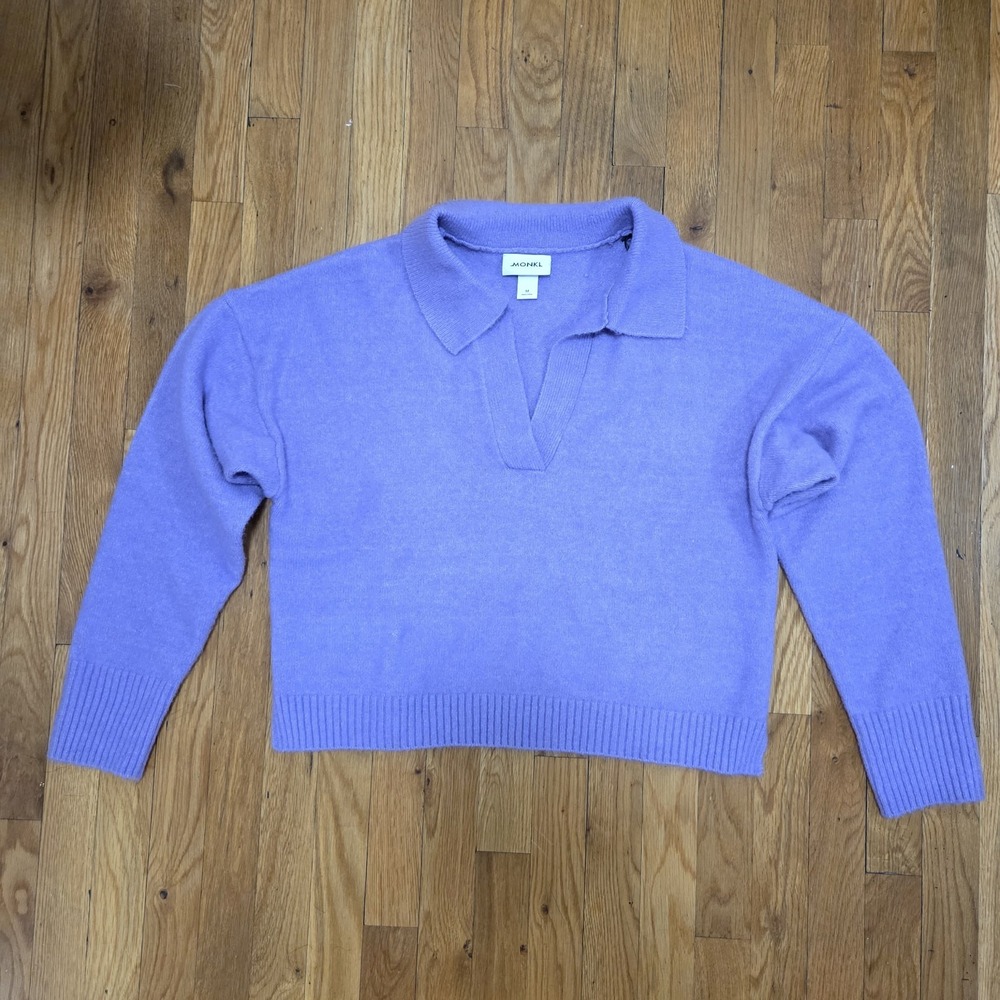 Monki Women Wool Blend Boxy Relaxed Purple Pullover Sweater Purple Size Medium